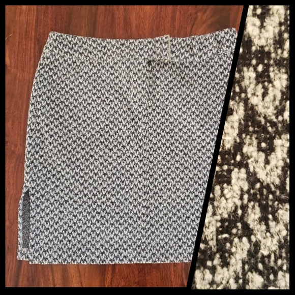 Vintage 90's Y2K EXPRESS Textured Knit Tweed Skirt Belted Black White - Picture 1 of 10